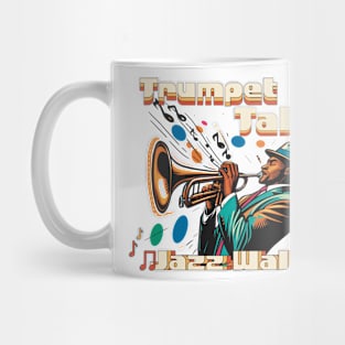 Trumpet Talk, Jazz Walk Musician in 60s Swinging Vibe Mug